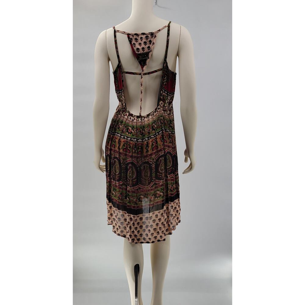 Jayli Dress Womens S Red Black Elephant Paisley Open Back Festival Beach Boho